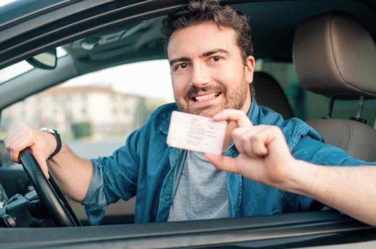 Happy driver with license